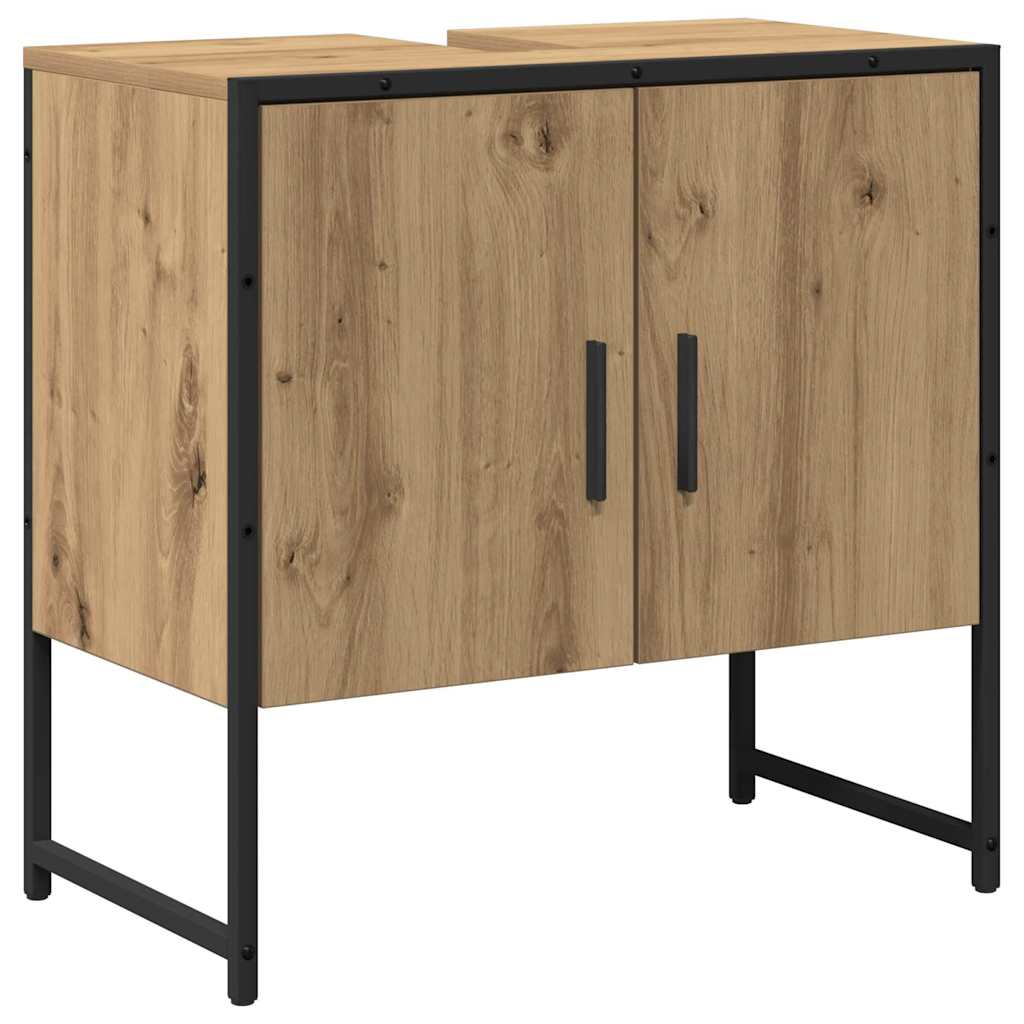 vidaXL Badezimmermöbel-Set Wandmontiert 2 pcs Braun Holzwerkstoff