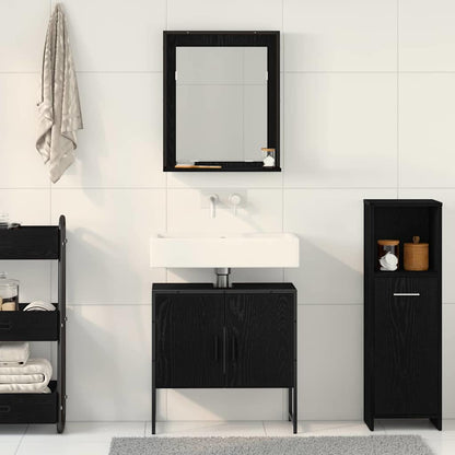 vidaXL Badezimmermöbel-Set Wandmontiert 2 pcs Schwarz Holzwerkstoff