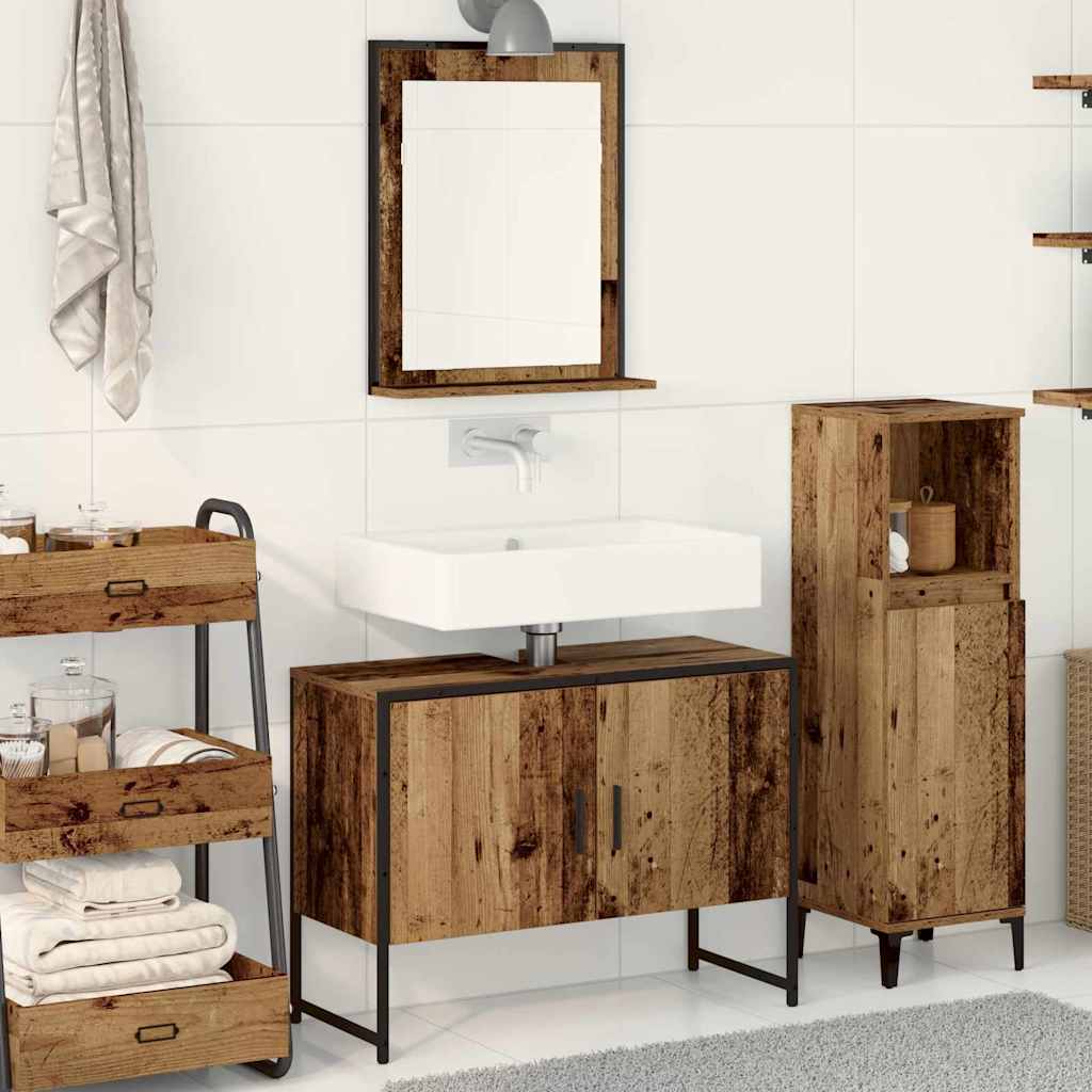 vidaXL Badezimmermöbel-Set Wandmontiert 2 pcs Braun Holzwerkstoff