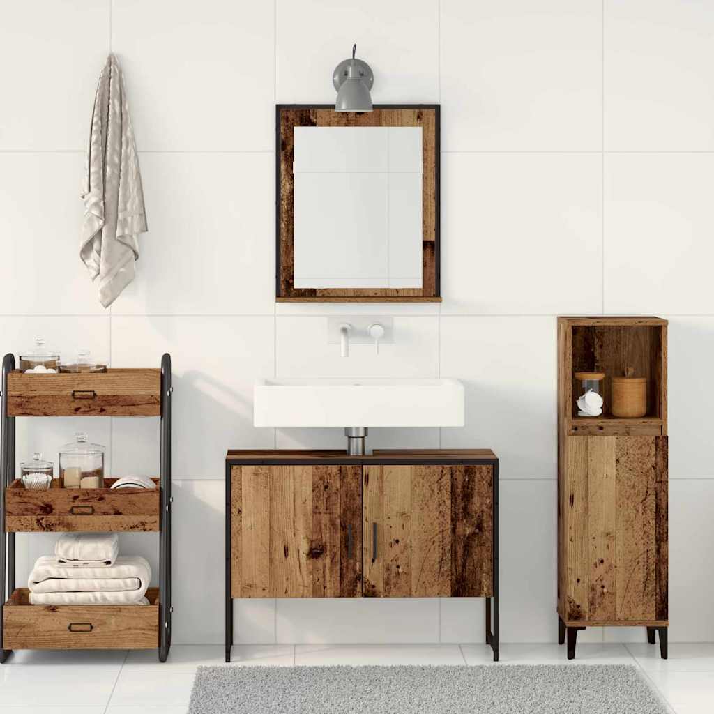 vidaXL Badezimmermöbel-Set Wandmontiert 2 pcs Braun Holzwerkstoff