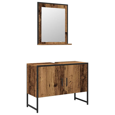 vidaXL Badezimmermöbel-Set Wandmontiert 2 pcs Braun Holzwerkstoff