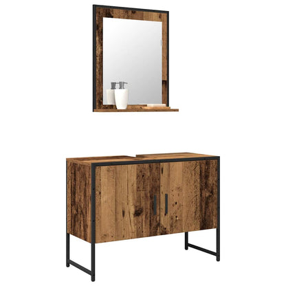 vidaXL Badezimmermöbel-Set Wandmontiert 2 pcs Braun Holzwerkstoff