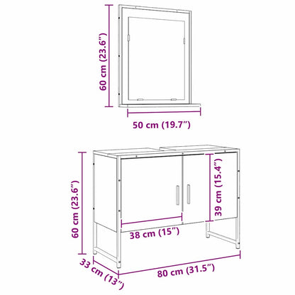 vidaXL Badezimmermöbel-Set Wandmontiert 2 pcs Braun Holzwerkstoff