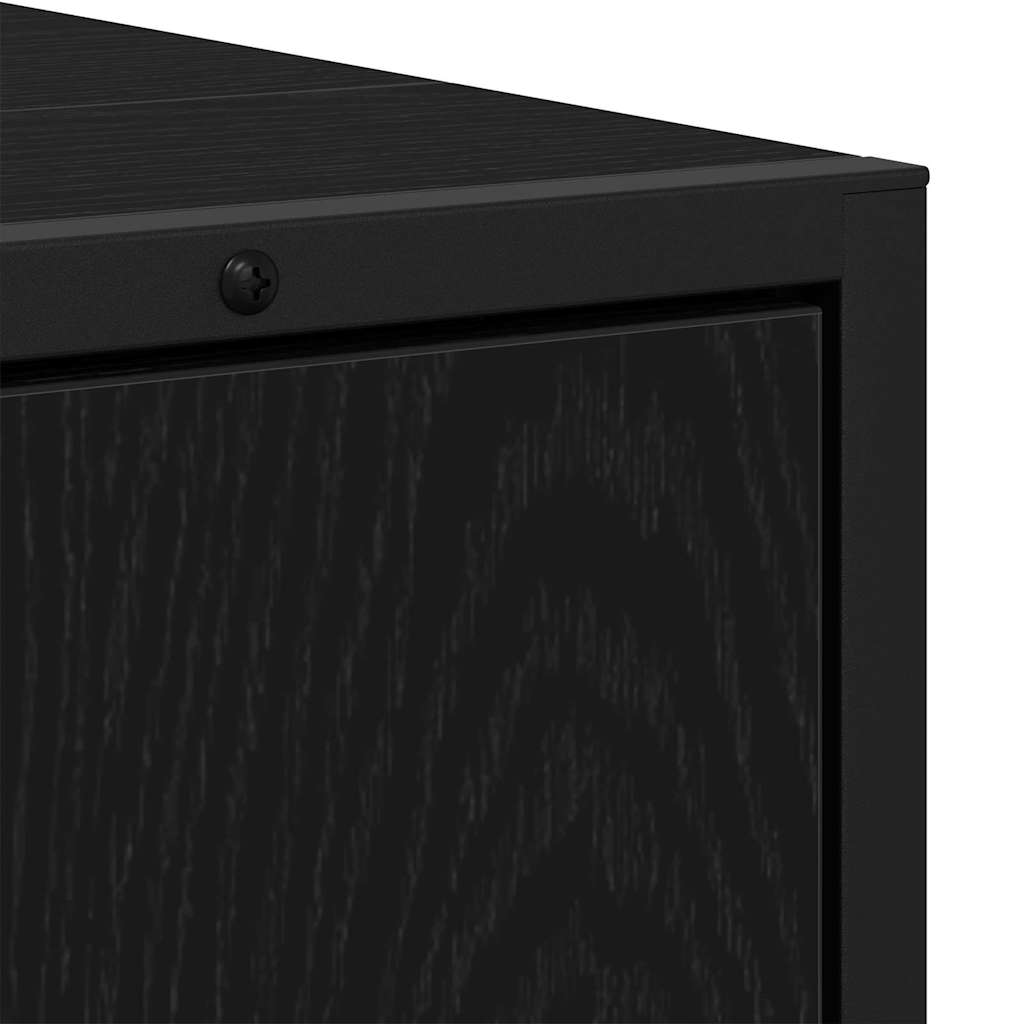 vidaXL Badezimmermöbel-Set Wandmontiert 2 pcs Schwarz Holzwerkstoff