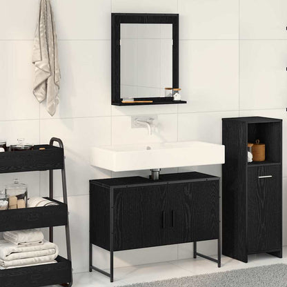 vidaXL Badezimmermöbel-Set Wandmontiert 2 pcs Schwarz Holzwerkstoff