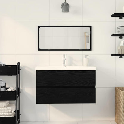 vidaXL Badezimmermöbel-Set 3 pcs Schwarz Eichen-Optik Holzwerkstoff