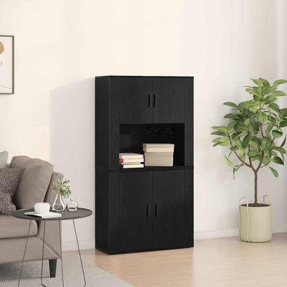 vidaXL Highboard Schwarz Eichen-Optik 80 x 33 x 150 cm Holzwerkstoff