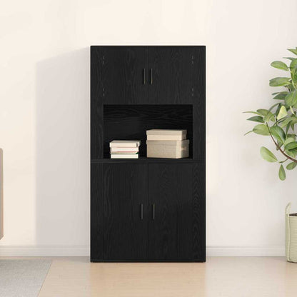 vidaXL Highboard Schwarz Eichen-Optik 80 x 33 x 150 cm Holzwerkstoff