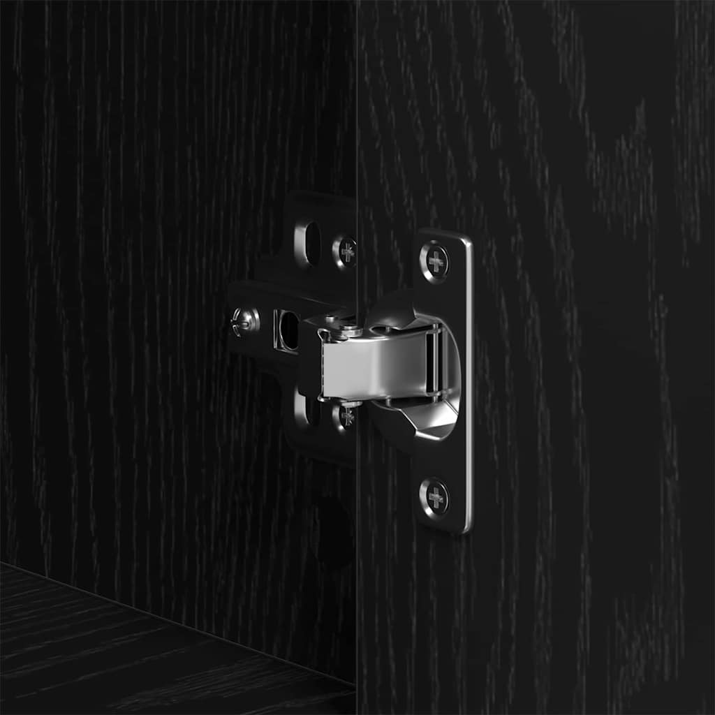 Highboard Schwarz Eichen-Optik 80 x 33 x 150 cm Holzwerkstoff