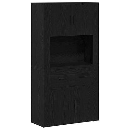 Highboard Schwarz Eichen-Optik 80 x 33 x 150 cm Holzwerkstoff