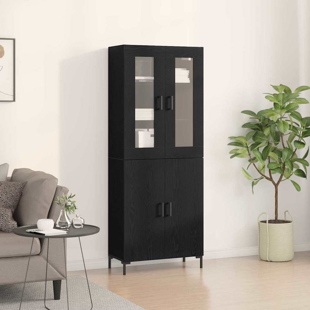 vidaXL Highboard 2 pcs Schwarz Eichen-Optik 69,5 x 34 x 180 cm
