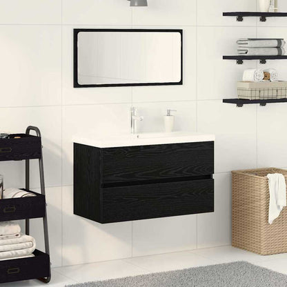 vidaXL Badezimmermöbel-Set 3 pcs Schwarz Eichen-Optik Holzwerkstoff