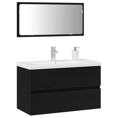 vidaXL Badezimmermöbel-Set 3 pcs Schwarz Eichen-Optik Holzwerkstoff