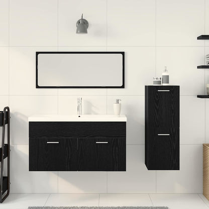 vidaXL Ensemble de meubles de salle de bain 4 pcs Noir aspect chêne Aggloméré
