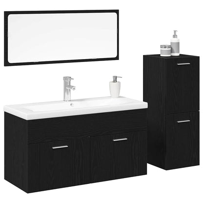 vidaXL Ensemble de meubles de salle de bain 4 pcs Noir aspect chêne Aggloméré