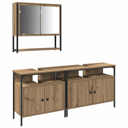 vidaXL Ensemble de meubles de salle de bain avec étagère avec porte 3 pcs Marron Bois d'ingénierie