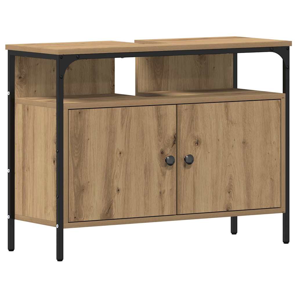 vidaXL Ensemble de meubles de salle de bain avec étagère avec porte 3 pcs Marron Bois d'ingénierie