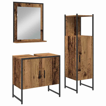 vidaXL Ensemble de meubles de salle de bain avec étagère avec porte 3 pcs Marron Bois d'ingénierie