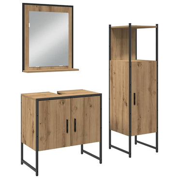 vidaXL Ensemble de meubles de salle de bain avec étagère avec porte 3 pcs Marron Bois d'ingénierie
