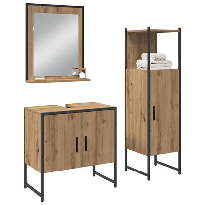 Badezimmermöbel-Set mit Regal mit Tür 3 pcs Braun Holzwerkstoff
