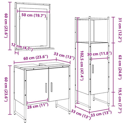 Badezimmermöbel-Set mit Regal mit Tür 3 pcs Braun Holzwerkstoff