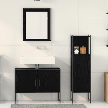 vidaXL Badezimmermöbel-Set mit Regal 3 pcs Schwarz Holzwerkstoff