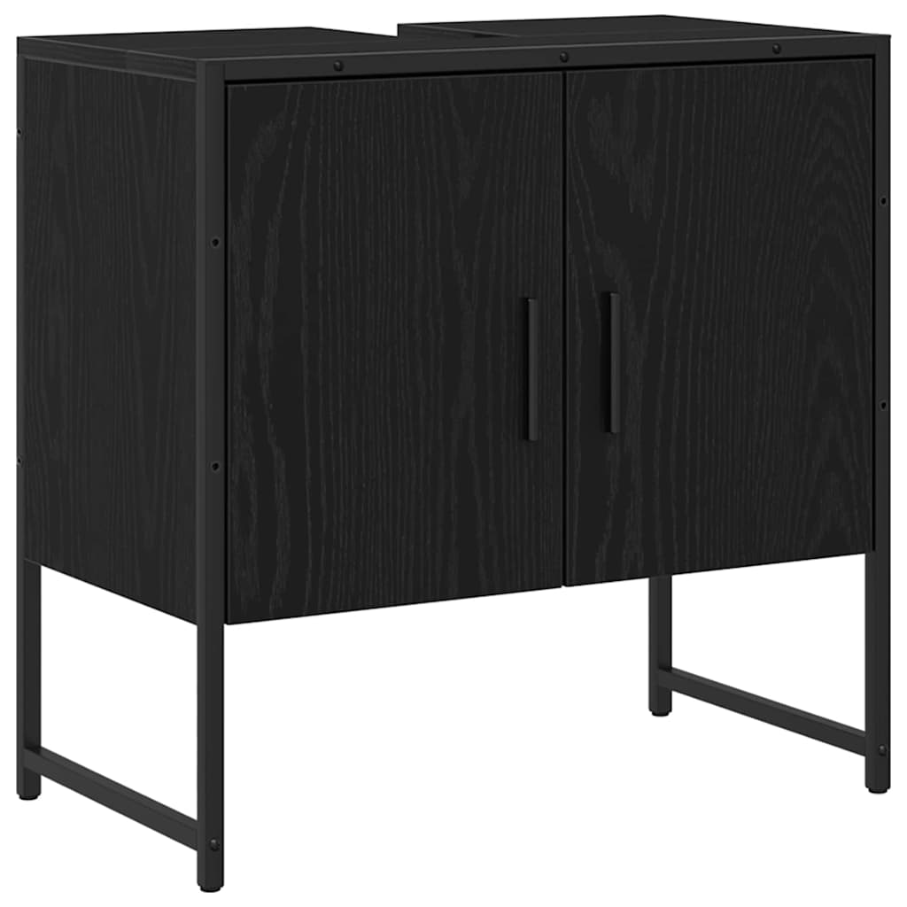 vidaXL Badezimmermöbel-Set mit Regal 3 pcs Schwarz Holzwerkstoff