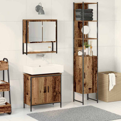 vidaXL Ensemble de meubles de salle de bain avec étagère avec porte 3 pcs Marron Bois d'ingénierie