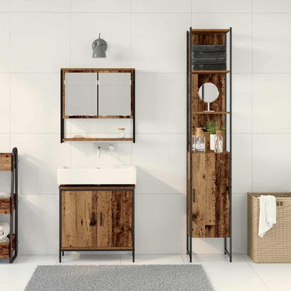 vidaXL Ensemble de meubles de salle de bain avec étagère avec porte 3 pcs Marron Bois d'ingénierie