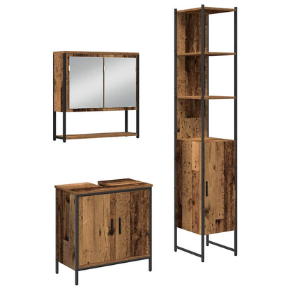 vidaXL Ensemble de meubles de salle de bain avec étagère avec porte 3 pcs Marron Bois d'ingénierie