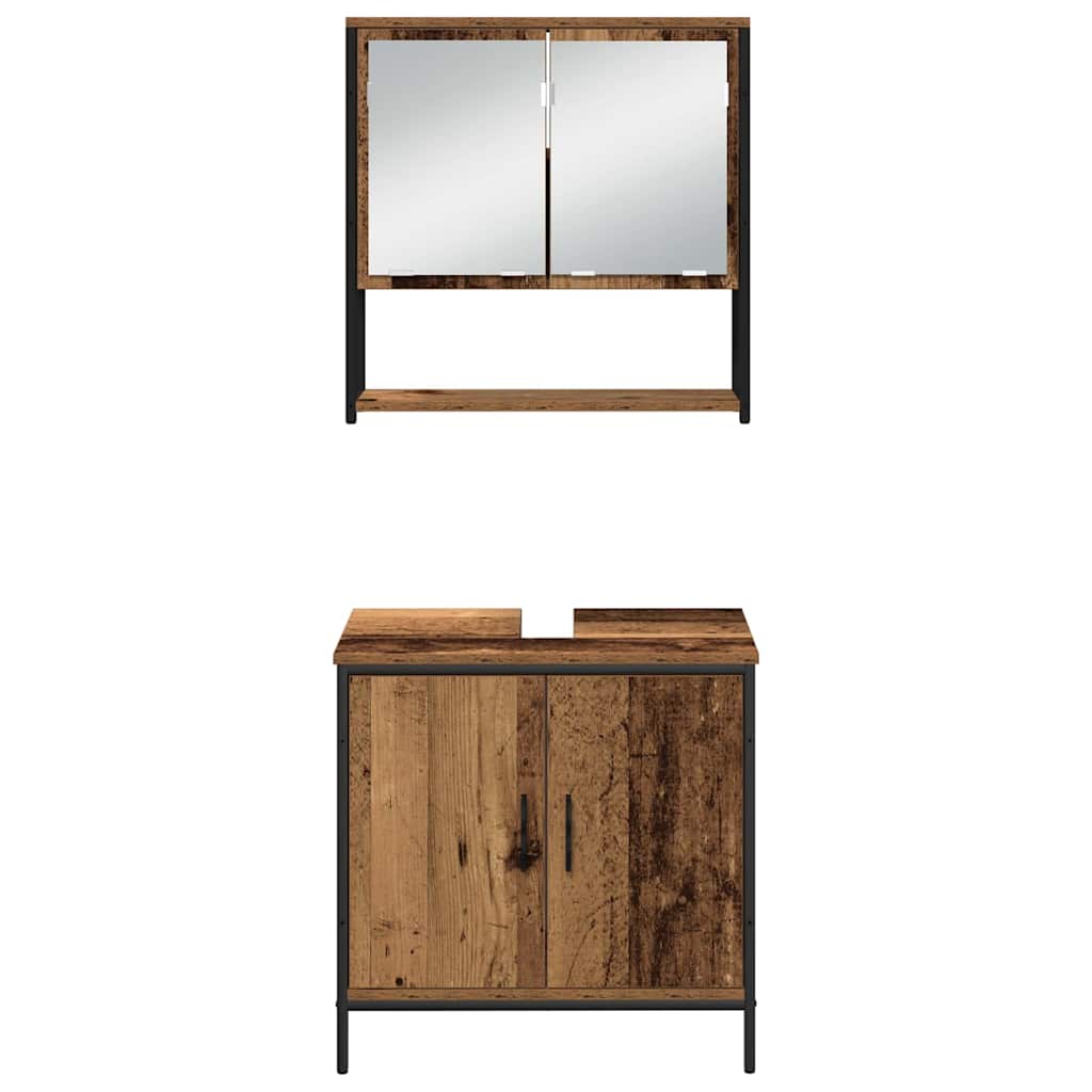 vidaXL Ensemble de meubles de salle de bain avec étagère avec porte 3 pcs Marron Bois d'ingénierie