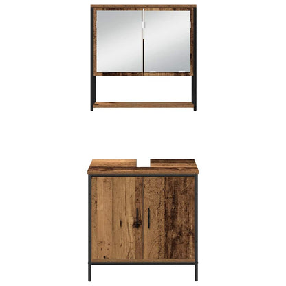 vidaXL Ensemble de meubles de salle de bain avec étagère avec porte 3 pcs Marron Bois d'ingénierie