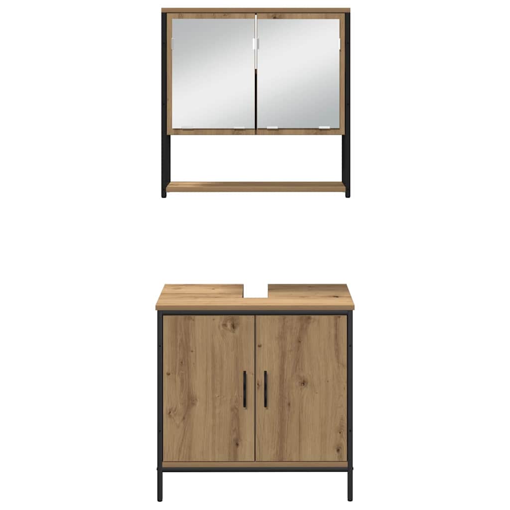 vidaXL Ensemble de meubles de salle de bain avec étagère avec porte 3 pcs Marron Bois d'ingénierie