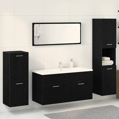 vidaXL Ensemble de meubles de salle de bain 4 pcs Noir aspect chêne Aggloméré