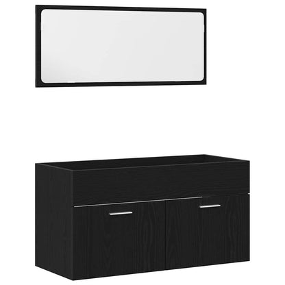 vidaXL Ensemble de meubles de salle de bain 4 pcs Noir aspect chêne Aggloméré