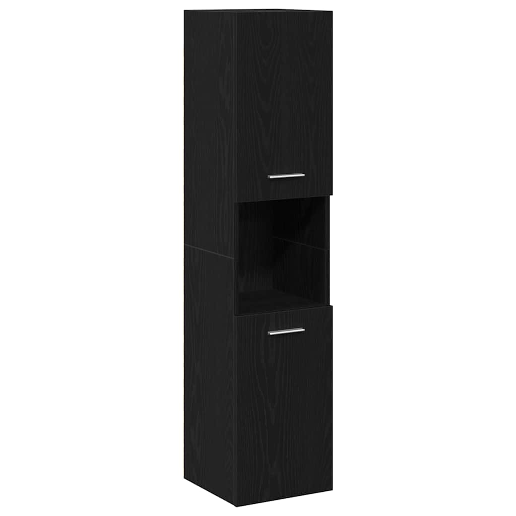 vidaXL Ensemble de meubles de salle de bain 4 pcs Noir aspect chêne Aggloméré