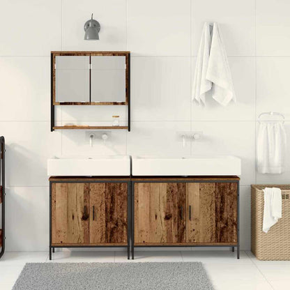 vidaXL Ensemble de meubles de salle de bain avec étagère avec porte 3 pcs Marron Bois d'ingénierie