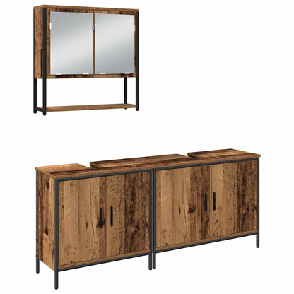vidaXL Ensemble de meubles de salle de bain avec étagère avec porte 3 pcs Marron Bois d'ingénierie