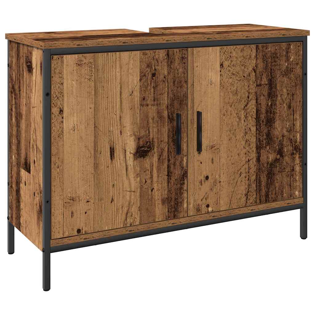 vidaXL Ensemble de meubles de salle de bain avec étagère avec porte 3 pcs Marron Bois d'ingénierie