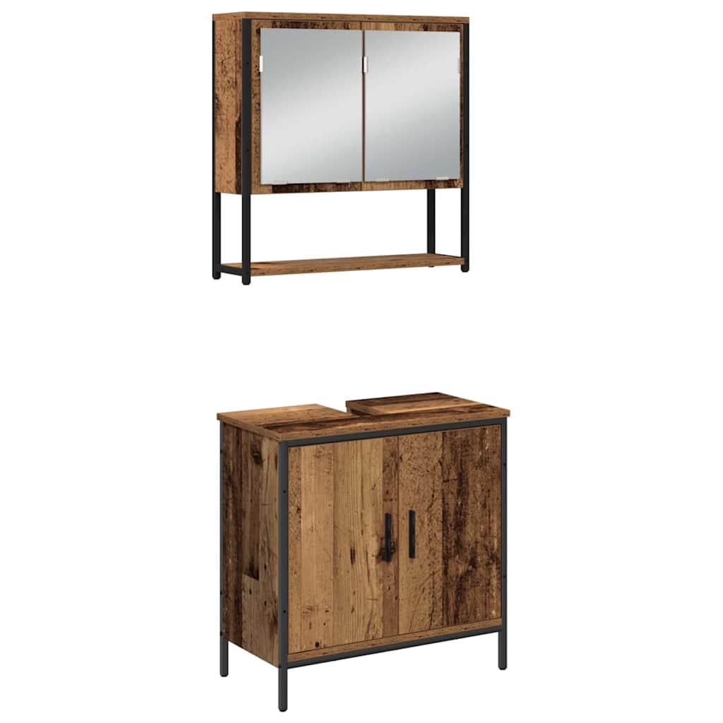 vidaXL Ensemble de meubles de salle de bain avec étagère avec porte 3 pcs Marron Bois d'ingénierie