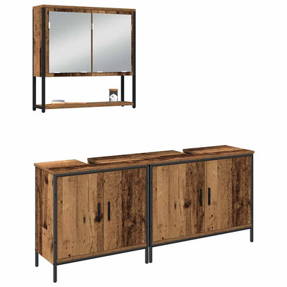 vidaXL Ensemble de meubles de salle de bain avec étagère avec porte 3 pcs Marron Bois d'ingénierie