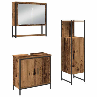 vidaXL Ensemble de meubles de salle de bain avec étagère avec porte 3 pcs Marron Bois d'ingénierie