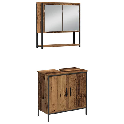 Badezimmermöbel-Set mit Regal mit Tür 3 pcs Braun Holzwerkstoff