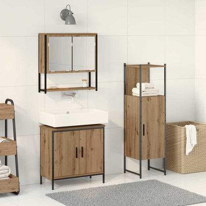 Badezimmermöbel-Set mit Regal mit Tür 3 pcs Braun Holzwerkstoff