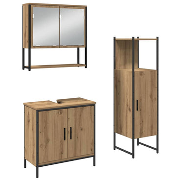 vidaXL Ensemble de meubles de salle de bain avec étagère avec porte 3 pcs Marron Bois d'ingénierie
