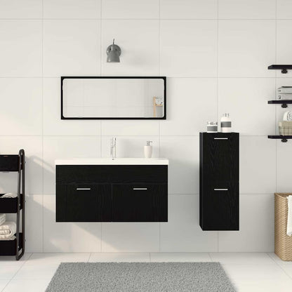 vidaXL Ensemble de meubles de salle de bain 4 pcs Noir aspect chêne Aggloméré