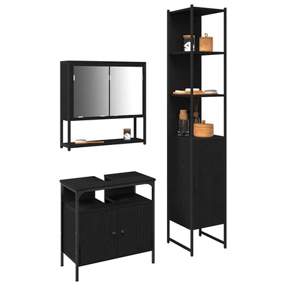 vidaXL Badezimmermöbel-Set 3 pcs Schwarz Eichen-Optik Holzwerkstoff
