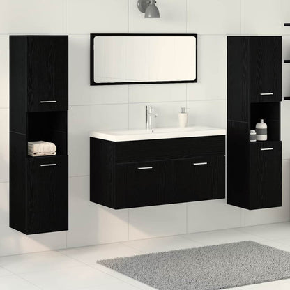 vidaXL Ensemble de meubles de salle de bain 4 pcs Noir aspect chêne Aggloméré