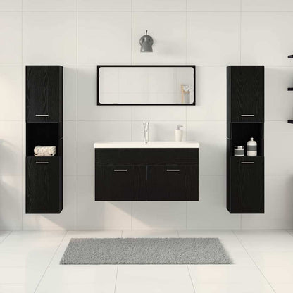 vidaXL Ensemble de meubles de salle de bain 4 pcs Noir aspect chêne Aggloméré