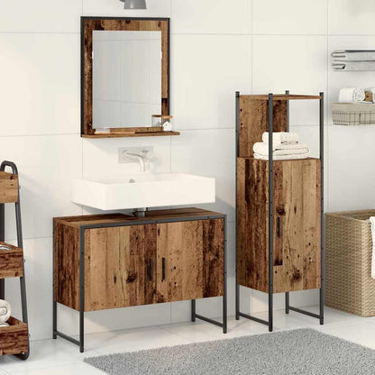 vidaXL Ensemble de meubles de salle de bain avec étagère avec porte 3 pcs Marron Bois d'ingénierie